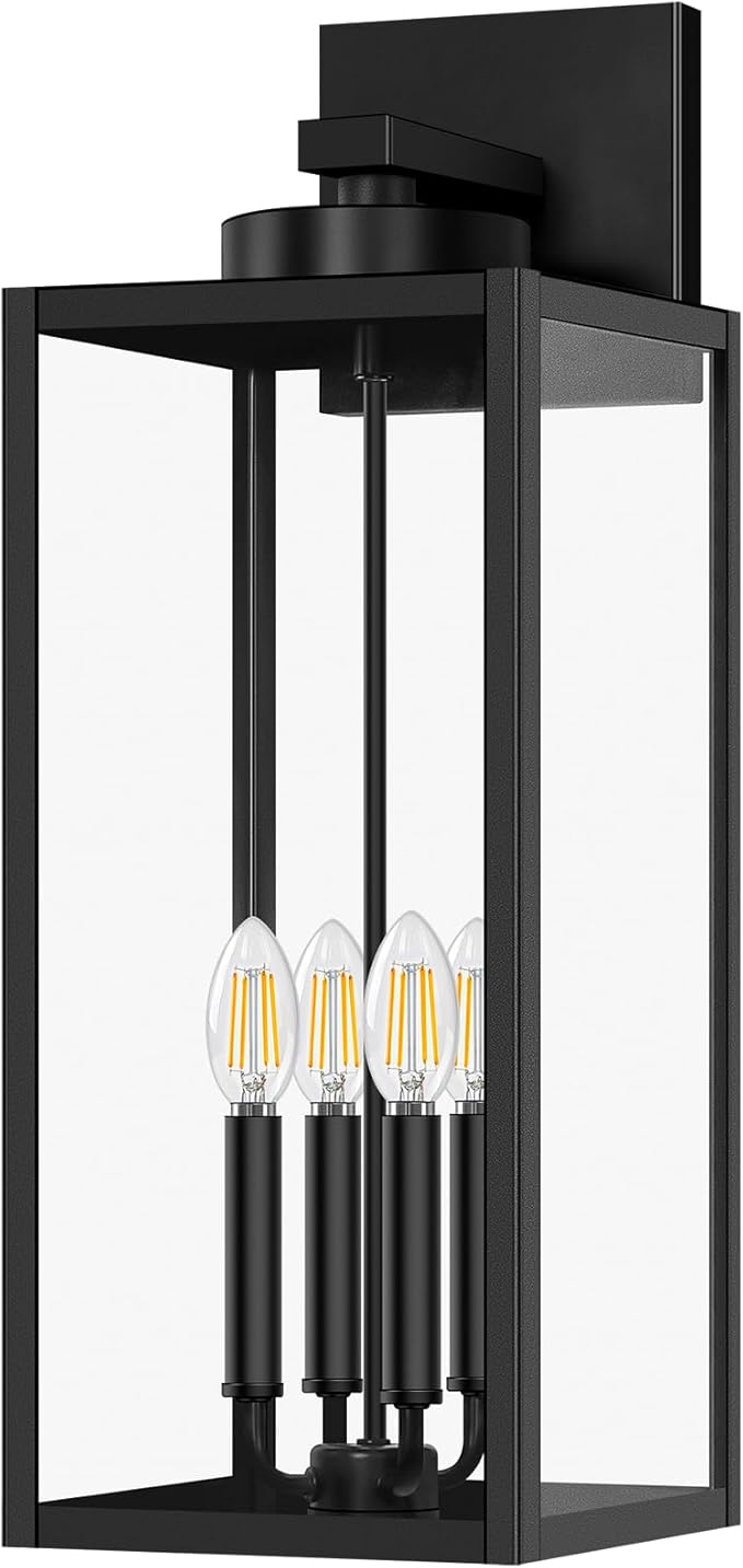 BesLowe 23.9" Extra Large Size Outdoor Wall Light Fixture, Exterior Lighting Fixture Porch Sconce Wall Mounted, Waterproof Outdoor Wall Lantern, Outside Light for House Patio Front Door Garage, Black