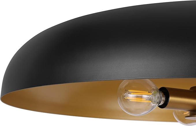 19.7 Inch Extra Large Pendant Light, 3-Light Black and Gold All Metal Pendant Lighting Fixture, Oversized Modern Dome Chandelier Ceiling Hanging for Kitchen Island Dining Room Living Entryway