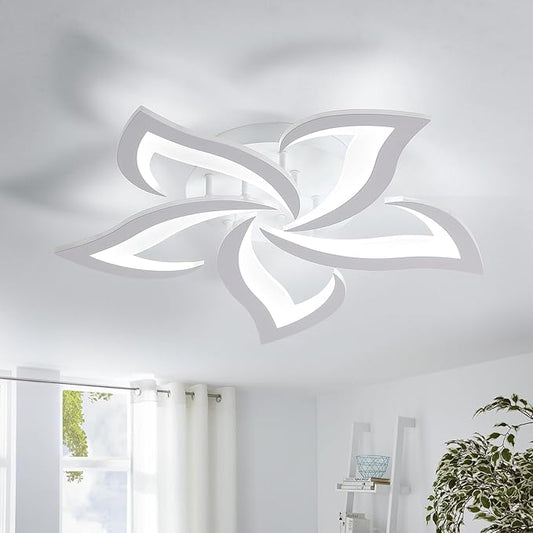 Goeco LED Flower Ceiling Light, Modern Light Fixture, 6500K Cool White Light Acrylic Flush Mount Ceiling Light for Bedroom, Living Room, Dining Room, Kitchen (5-Head White)