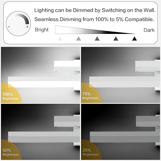 PRESDE 24" Inch LED Vanity Light Silver Bathroom Light Fixtures Over Mirror Modern Bath Wall Lighting Bar Dimmable
