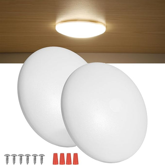 2 Pack RV LED Ceiling Puck Light RV Boat Interior Light DC 12V Surface Mount Ceiling Dome Light, 4.5W Panel Downlight for Camper Van Travel Trailer Motorhome (Warm Light)