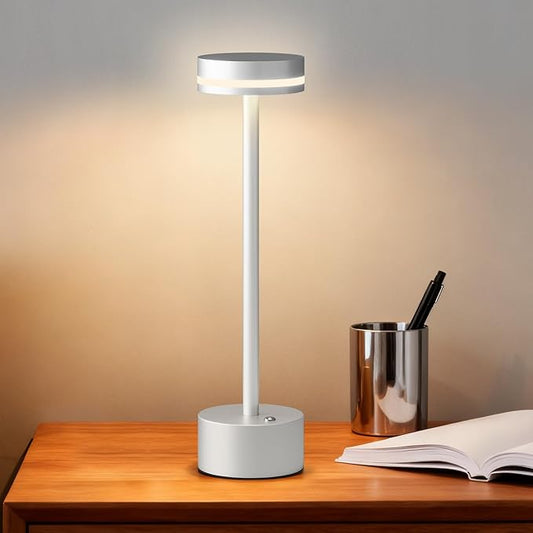 Modern Cordless Table Lamp Rechargeable, Aluminum Touch Lamp & 4000mAh Battery Operated, 3000K LED Table Lamps for Home Decor, Dining, Reading, Desk, Bedroom, Gift
