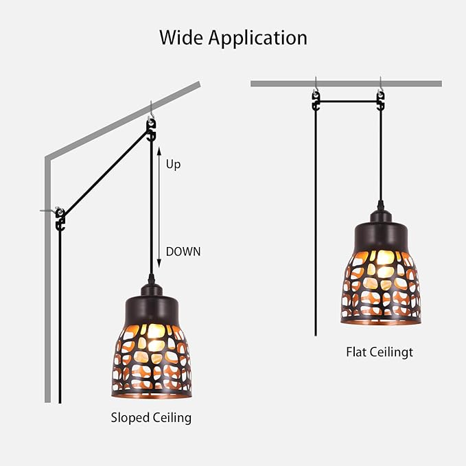 baunoisk Pendant Light Industrial Vintage Pendant Lamp Retro Farmhouse Ceiling Hanging Light Fixture Black Metal Creative Geometric Diamond Shade Pendant Lighting for Kitchen Island