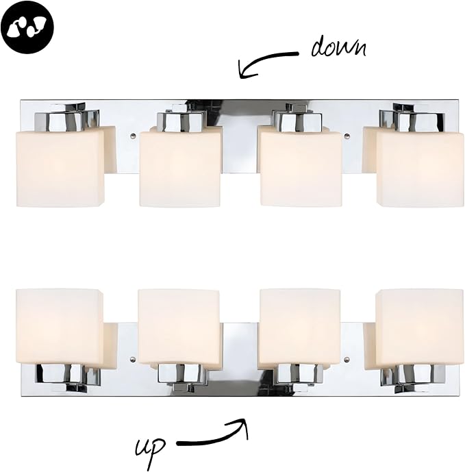 Design House Dove Creek Bathroom Light Fixtures - Traditional 4-Light Vanity Lights for Bathroom - Dimmable Vanity Lights with Frosted Glass – Polished Chrome – Design House, 589671