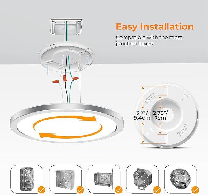 BLNAN LED Flush Mount Ceiling Light Fixture, Super Slim 9 Inch LED Ceiling Light, 3000K/4000K/5000K 3 Color Selectable Ceiling Lamp - Round Flat Light Fixture for Kitchen Bathroom Shower