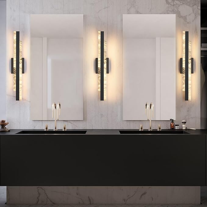 Modern Bathroom Vanity Light: Matte Black 24 inch 28W Dimmable LED Bath Bar Light Fixtures Over Mirror - Wall Sconce Picture Lights for Paintings Cabinets Bedroom 3000k