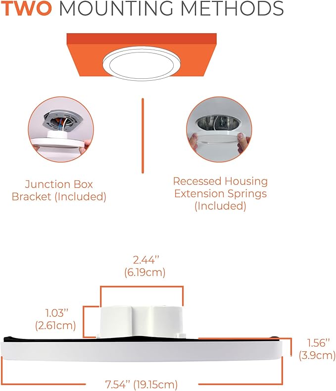 HALO 6 in Round Integrated LED Surface Mount Recessed Downlight Trim 6-Pack, Selectable CCT 2700K-5000K, Wet Rated for Shower and Outdoor Lighting Applications, Energy Star, White - SMD6R07FS5-6PK