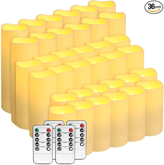 fclayvts 36-Pack LED Flameless Candles with Remote Control - Perfect for Home, Parties, and Special Occasions - Create a Magical Ambiance Effortlessly(Three Sizes)