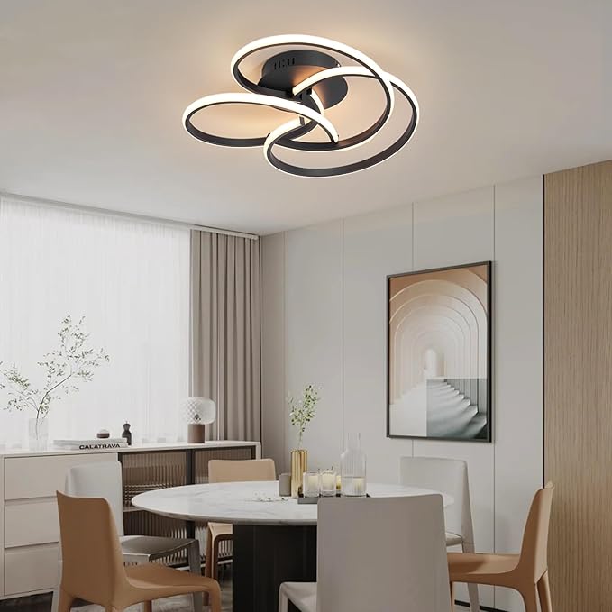 CANEOE Modern Led Ceiling Light, 42W Dimmable Close to Ceiling Light Fixture with Remote Control, Flush Mount Led Ceiling Lamp for Bedroom Living Dining Room Kitchen