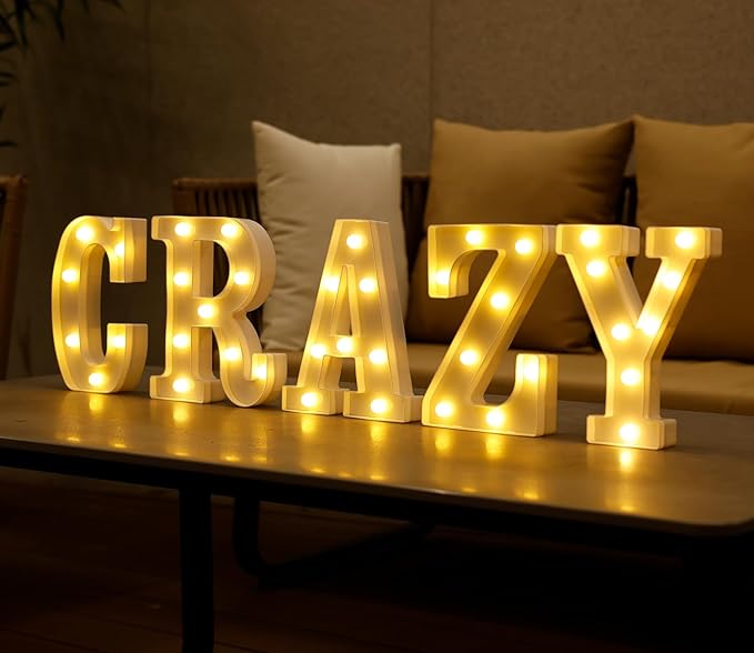 DyingSwan Small Led Marquee Letters, Light Up Letters, 8.58 Inch Led Letter Lights, Battery Powered Lighted Sign for Table, Party, Birthday, Christmas Decor (Letter C)