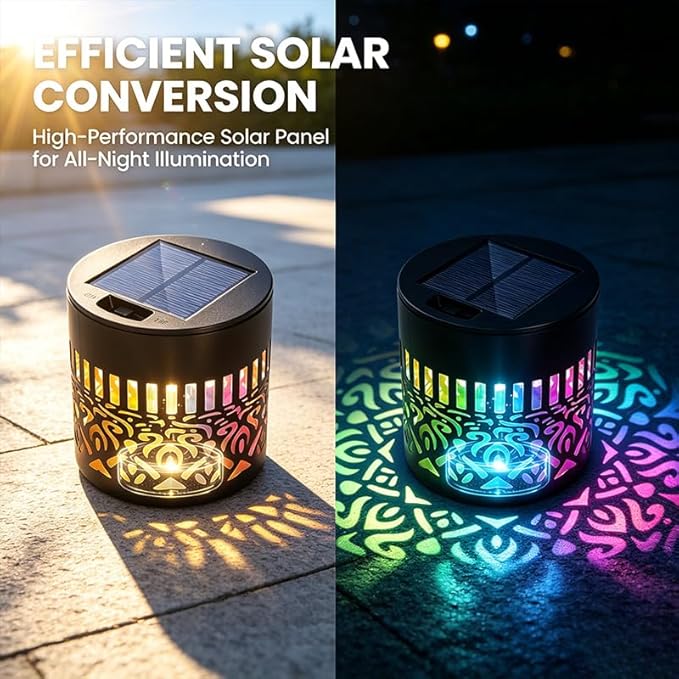 1 Pcs Solar Mandala Lights Outdoor: Metal Waterproof Solar Wall Lights with Decorative Projection Pattern - Solar Garden Lights for Fence Patio Deck Backyard Walkway Yard Decor