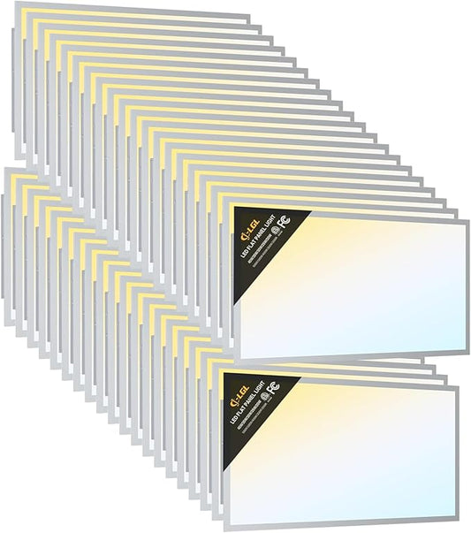 LED 2x4 Flat Panel Light, Drop Ceiling Lights Fixture, Selectable Features, 30W/40W/50W/60W/72W, 3000K/3500K/4000K/5000K/6500K, Dimmable (0-10V), for Office Kitchen, ETL Listed, 40 Pack