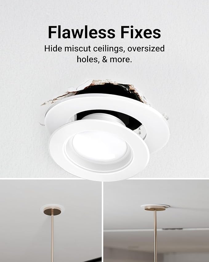 Sunco 24 Pack Goof Rings for 4 Inch Recessed Lights White Can Light Goof Trim Ring, Outer Diameter 6.7-inch, Inner Diameter 4.25-inch, Durable Plastic Design, Matte Finish, Flush Mount.