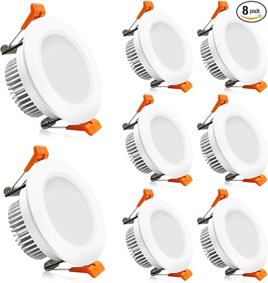 2 Inch LED Downlight, Recessed Lighting Dimmable Ceiling Light, 3W, 5500K Daylight White, CRI80 with LED Driver(35W Halogen Equivalent), 8 Pack