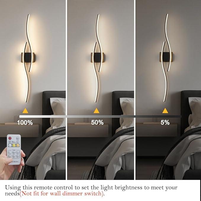 Daunton Black Vanity Lights Fixtures Over Mirror, Modern LED Bathroom Light Fixture with Remote Control, 3CCT Dimmable Bathroom Vanity Light 40.5 inch Wall Sconce Lighting for Bedroom, Living Room