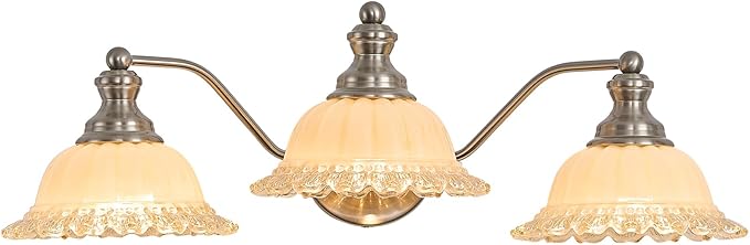 XIEDUN Brushed Nickel Bathroom Vanity Light White 3 Light