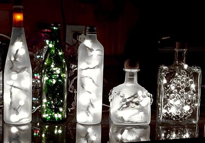 Novelty Lights 35 Light LED Christmas Mini Light Set, Outdoor Curtain Wreath Craft Bottle String Lights, Pure White, Non-Connectable, White Wire, 13.5 Feet…