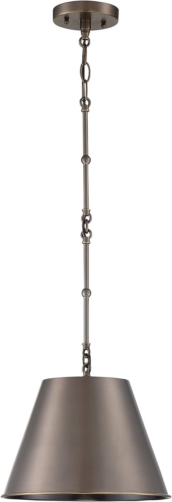Savoy House 7-132-1-323 Alden Traditional Metal Cone Pendant, 1-Light 60 Watt, 9" H x 12" W, Old Bronze