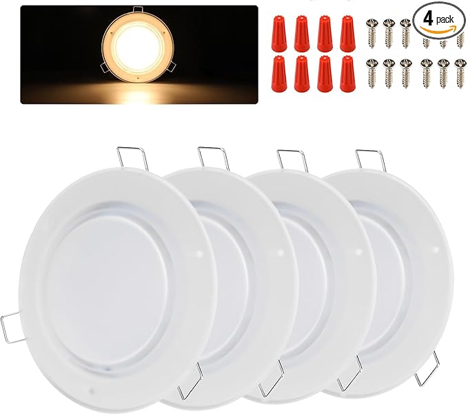 RV Boat Recessed Ceiling Light, 4.5Inch RV Interior Puck Light 12V, 600LM Camper Lighting Fixture for Motorhome Caravan Trailer Boat