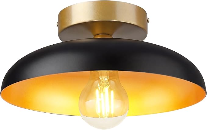 kudos 12 Inch Semi Flush Mount Ceiling Light,1-Light Kitchen Ceiling Lights, Black Ceiling Light Flush Mount for E26 Base Bedroom Hallway Kitchen, KDCL01-BKE