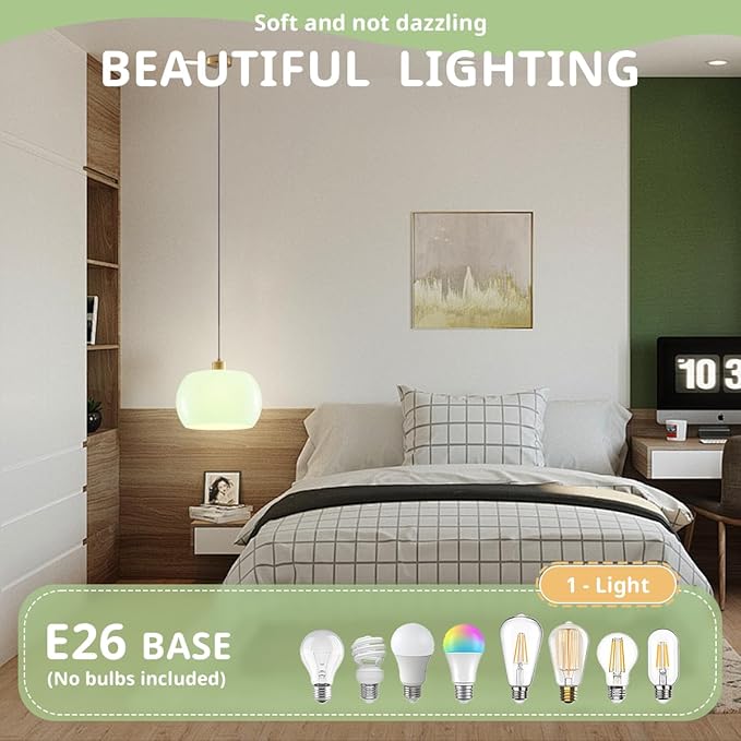Mid Century Pendant Lights Modern Adjustable Green Glass Pendant Light Fixtures 1-Light Kicthen Island Light Modern Gold Hanging Lamps for Bedroom Hallway Foyer