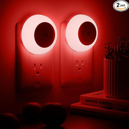 fesnne Night Light, Night Lights Plug into Wall, Dusk to Dawn Sensor, Red Led Night Light 0.5W, 2 Pack Nightlight for Adults, Bedroom, Bathroom, Hallway, Kitchen