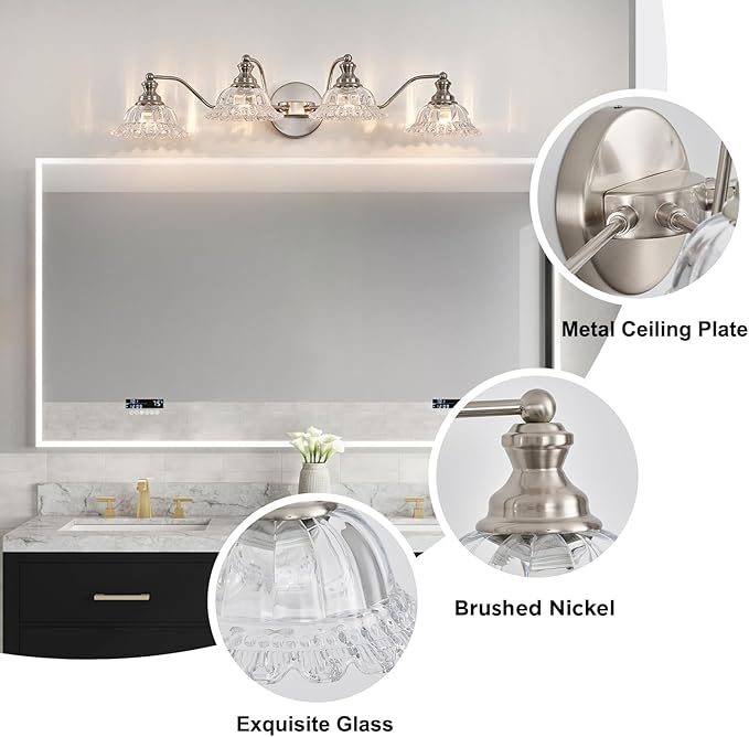 XIEDUN Brushed Nickel 4 Light Vanity Light