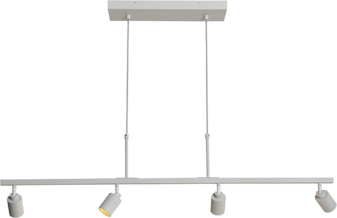 Shura - 4-Light White Integrated LED Track Light Pendant w/Rotatable Spotlight Heads, Hanging Ceiling Spotlight Fixture, 3000K, 1960 Lumens