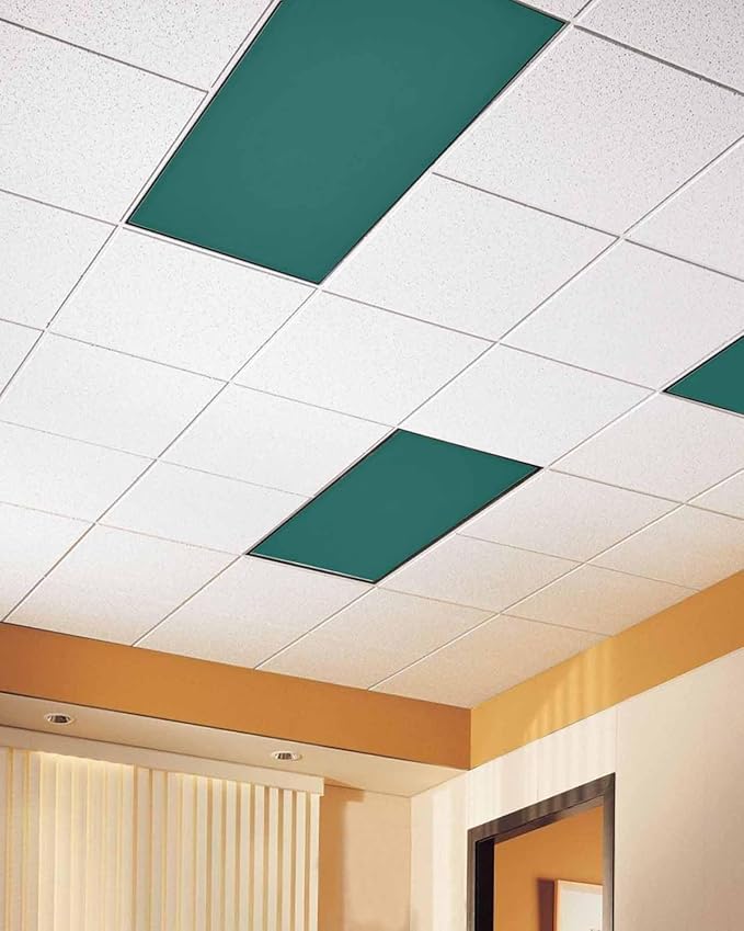 Magnetic Light Cover for Classroom Drop Ceiling,4 Pack 4x2 Ft Fluorescent Light Covers for Office Home Ceiling Light Emerald Green Solid Color Lampshade