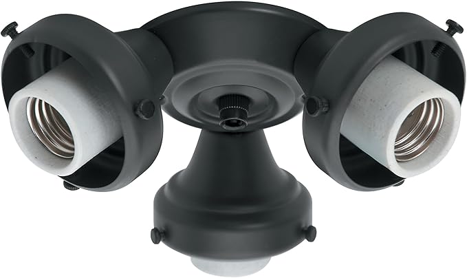 Hunter Three Light Black Fitter for Ceiling Fan - Ceiling Fan Light Kit Base & Replacement, Compatible with Hunter & Casablanca - 99140, Black