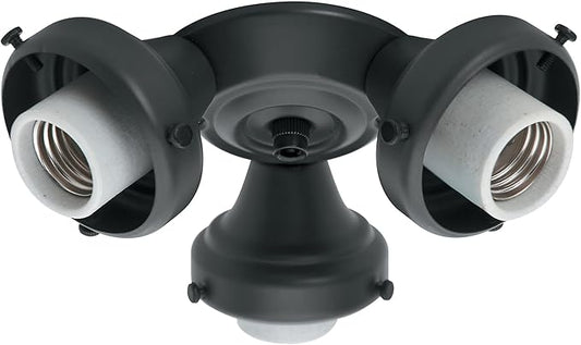 Hunter Three Light Black Fitter for Ceiling Fan - Ceiling Fan Light Kit Base & Replacement, Compatible with Hunter & Casablanca - 99140, Black