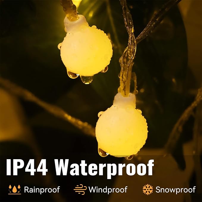 WERTIOO Globe String Lights Battery Operated – 33ft 100 LED Globe Lights with Remote, 8 Modes & Timer – Warm White String Lights for Bedroom, Christmas Tree, Garden, Tent, Camping, Indoor & Outdoor