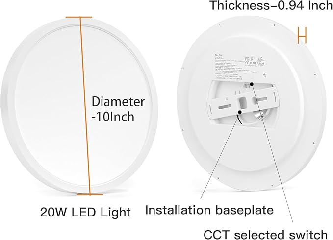 TALOYA Dimmable Flush Mount Ceiling Light,10Inch,20W,5 CCT,LED Ceiling Light Fixture for Bedroom,Kitchen,Living Room,White