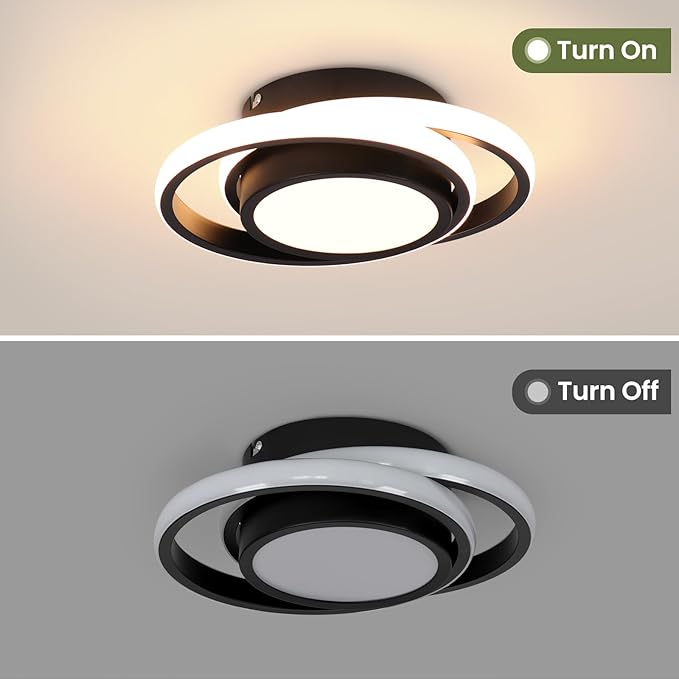 CANEOE Small Modern LED Ceiling Light,2 Rings Creative Design Ceiling Lamp Indoor Lighting Fixtures for Hallway Living Room Bedroom Kitchen Office (Warm White,3000K)