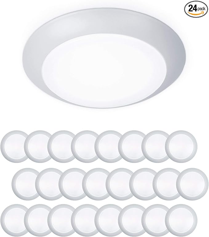 WAC Lighting Disc 4in LED Round Flush Mount with Recessed Retrofit Kit 3000K CCT 12W 725 Lumens in White (Pack of 24)
