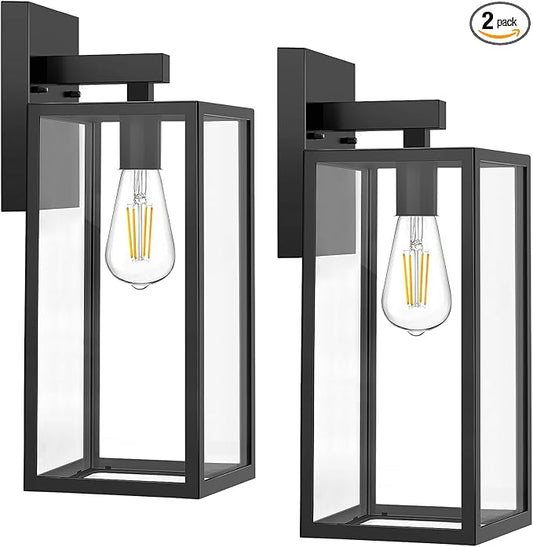 MAXvolador Outdoor Wall Sconce, Extra Large Exterior Waterproof Wall Lantern Lighting Fixtures, Black Porch Lights, Anti-Rust Wall lamp, 2 Pack
