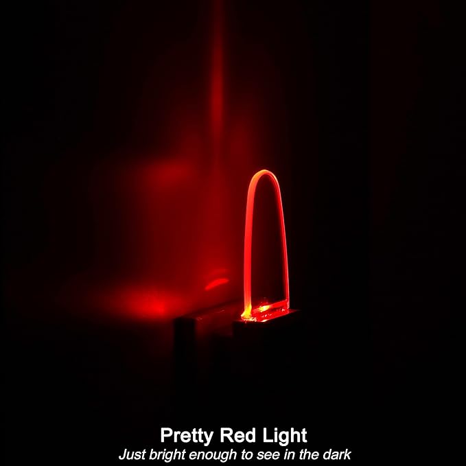 4 Pack Auto Nightlight Lamp with Dusk to Dawn Sensor for Bedroom, Plug in, Red