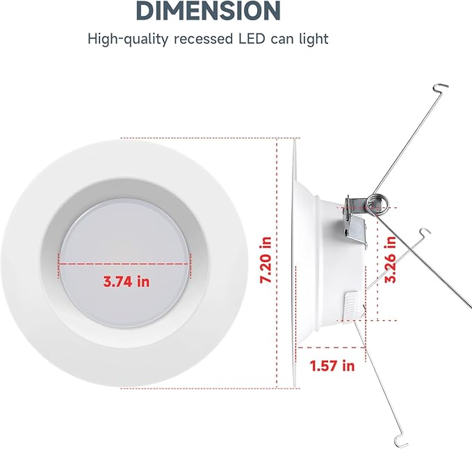 ECOELER 5/6 Inch LED Can Lights Retrofit Recessed Lighting, 2700K-6000K 5CCT Selectable Recessed Lights, 16.5W 1200Lm, LED Dimmable Downlight for Kitchen, Bathroom, ETL & FCC Listed, 6 Pack