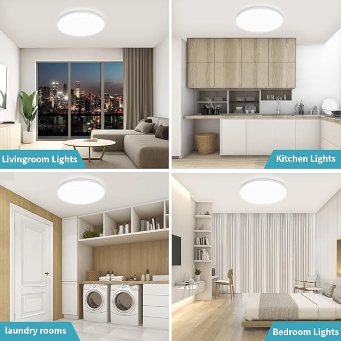 Airand LED Flush Mount Ceiling Light 5000K Daylight LED Ceiling Light Fixture 9.5 Inch 18W 1650LM Bathroom Ceiling Light Waterproof Round LED Ceiling Lamp for Kitchen, Bedroom, Hallway, Living Room