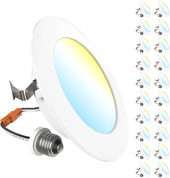 Sunco 20 Pack 4 Inch LED Flat Recessed Light, Retrofit Ceiling Can Lighting, 800 LM, Selectable CCT 2700K/3000K/4000K/5000K, Dimmable, 10W=60W, 50,000 Lifetime Hours UL