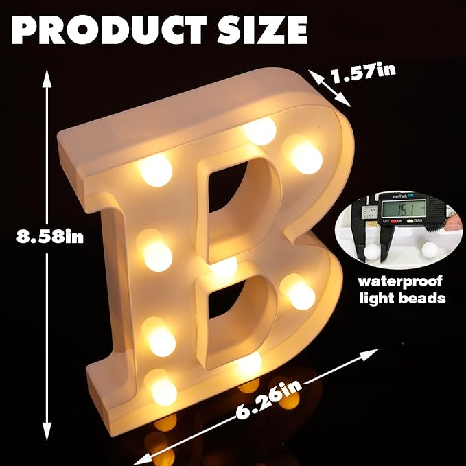 DyingSwan Small Led Marquee Letters, Light Up Letters, 8.58 Inch Led Letter Lights, Battery Powered Lighted Sign for Table, Party, Birthday, Christmas Decor (Letter B)