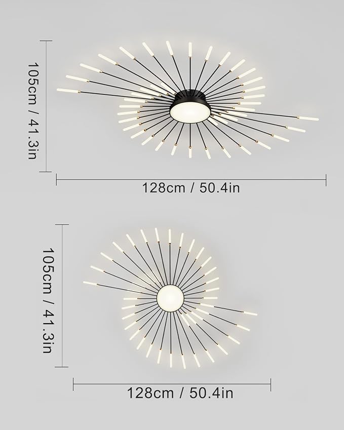 Ceiling Light Modern LED Ceiling Lamps,Flower Shape Ceiling Lights,Flush Mount Chandelier,Metal Acrylic Ceiling Lamps,Living Room Light Fixtures Ceiling for Bedroom,Dining Room(Black, 42+1 Heads)