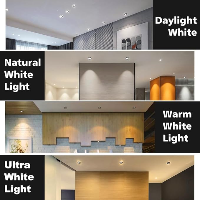 2 Inch LED Downlight, Recessed Lighting Dimmable Ceiling Light, 3W, 4000K Natural White, CRI80 with LED Driver(35W Halogen Equivalent), Black 4 Pack