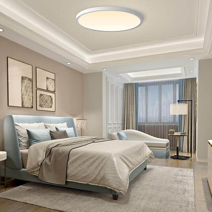inShareplus LED Flush Mount Ceiling Light Fixture, 3200ML 4000k Natural White 12 Inch Flat Modern Ceiling Lighting, 24W(240W Equivalent), Used in Bedroom, Bathroom, Kitchen, Corridor, Etc
