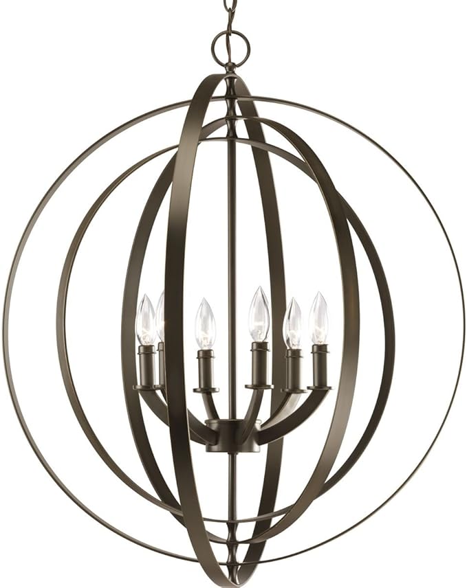 Progress Lighting P3889-20 Equinox-Six Light Foyer, Antique Bronze Finish