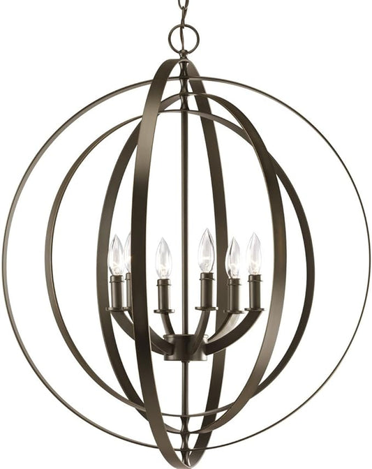 Progress Lighting P3889-20 Equinox-Six Light Foyer, Antique Bronze Finish