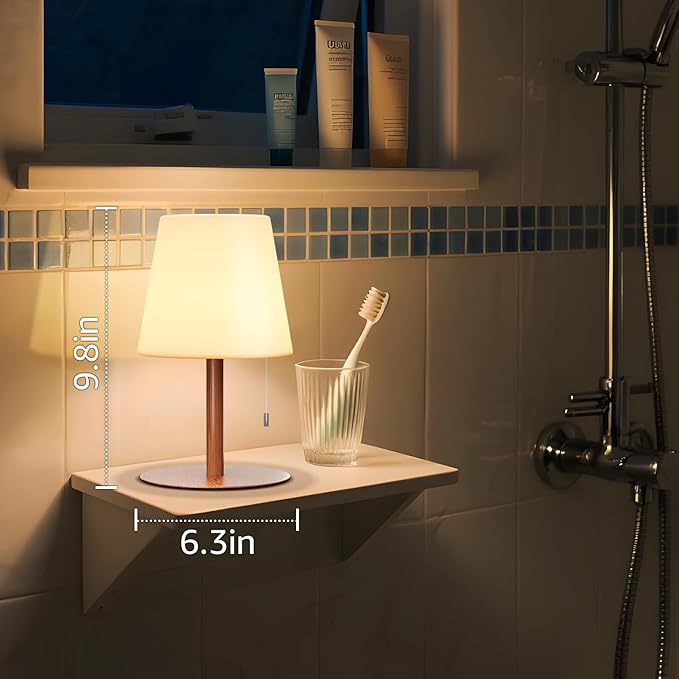 uuffoo Shower Lamp Waterproof 8 Colors, Shower Light Rechargeable Cordless Battery Operated, LED Outdoor Table Lamps Dimmable Portable for Indoor Outdoor Bathroom Home Patio (Wood Grain)