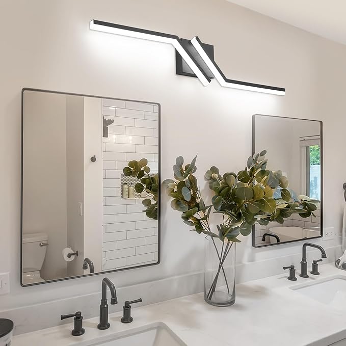 ZUZITO 32 inch Black Vanity Light Modern Bathroom Lights Over Mirror Dimmable Bathroom LED Lights 6000K Cool White ETL Driver