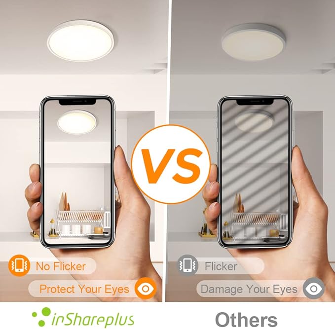 inShareplus LED Flush Mount Ceiling Light Fixture, 1500ML 4000k Natural White 7inch Flat Modern Ceiling Lighting,12W(120W Equiv), Ceiling Lamp Used in Bedroom, Bathroom, Kitchen, Corridor