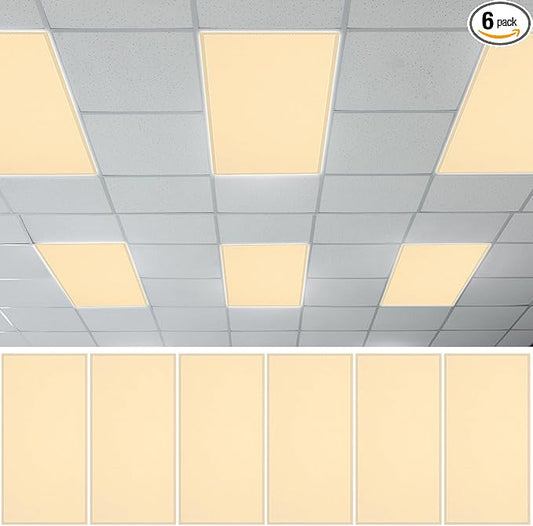 QOUBAI 6 Pcs Fluorescent Light Covers,4 x 2 Ft Magnetic Light Filters Fluorescent Lights Shade Easy Install for Classroom Office Library Hospital Home Ceiling Yellow